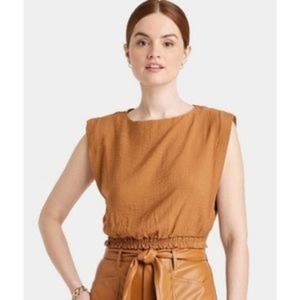A New Day Extended Shoulder Gauze Tank top Brown Size L